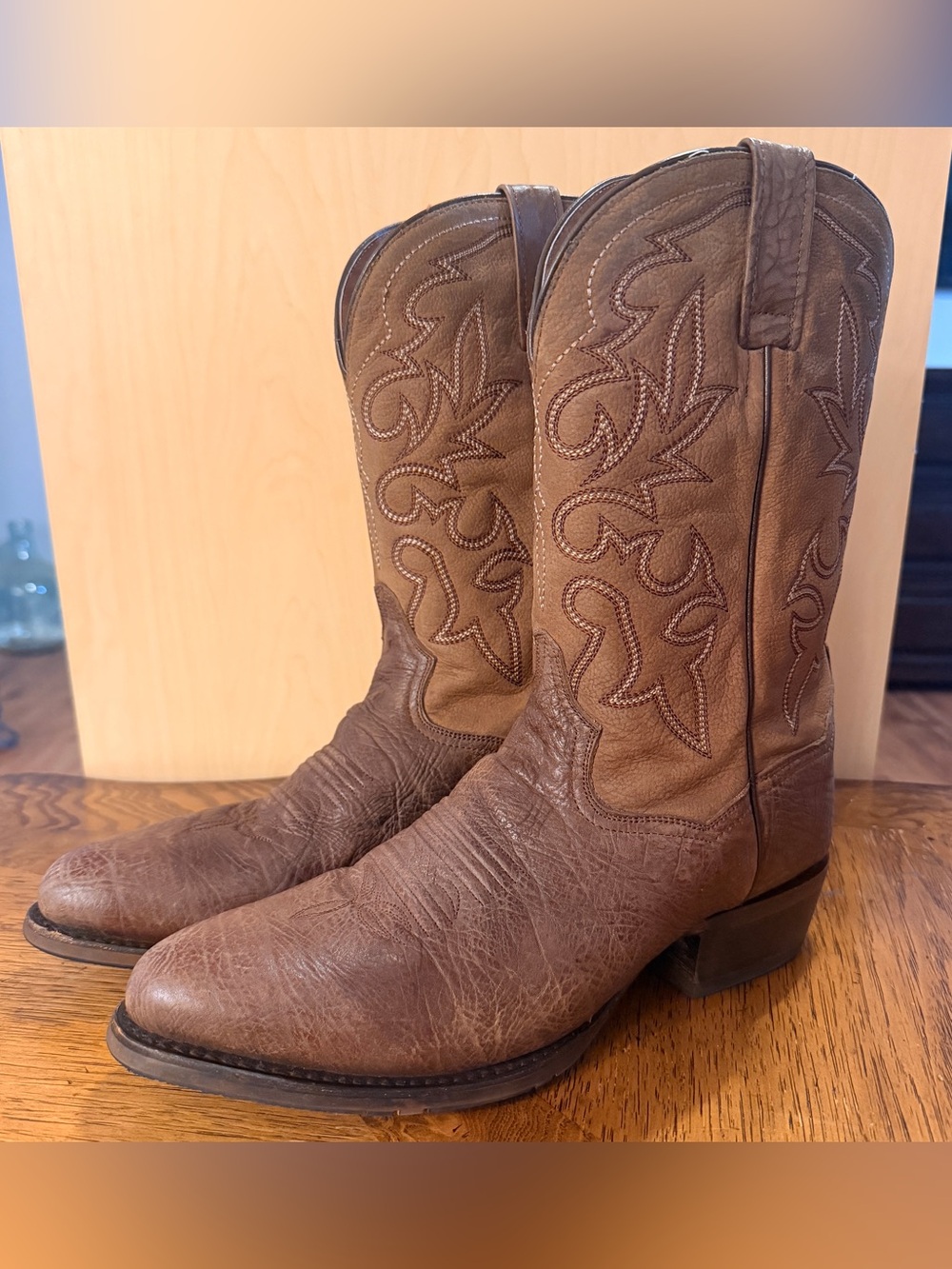 Dan Post Brown Embroidered Leather Western Boots